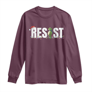 Resist Frog Christmas Long Sleeve Shirt Funny Portland Protest ICE Activist Meme 2025 TS14 Maroon Print Your Wear