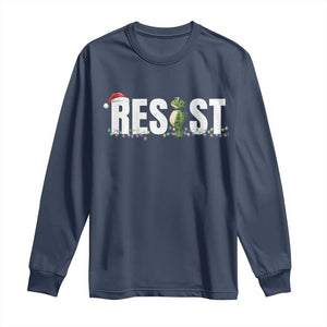 Resist Frog Christmas Long Sleeve Shirt Funny Portland Protest ICE Activist Meme 2025 TS14 Navy Print Your Wear