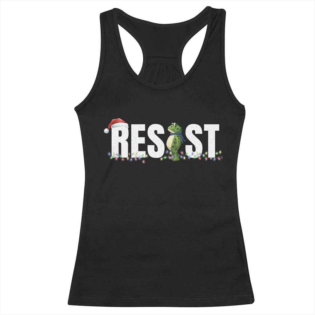 Resist Frog Christmas Racerback Tank Top Funny Portland Protest ICE Activist Meme 2025 - Print Your Wear