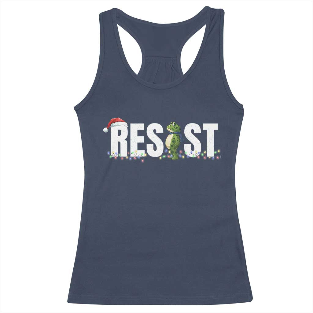 Resist Frog Christmas Racerback Tank Top Funny Portland Protest ICE Activist Meme 2025 TS14 Navy Print Your Wear