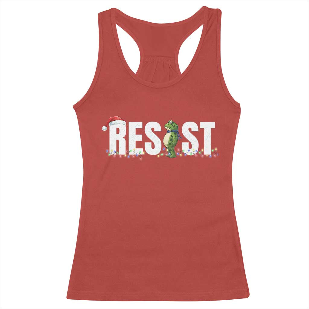 Resist Frog Christmas Racerback Tank Top Funny Portland Protest ICE Activist Meme 2025 TS14 Red Print Your Wear