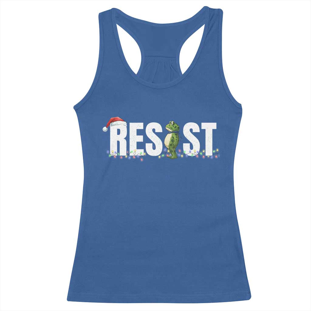 Resist Frog Christmas Racerback Tank Top Funny Portland Protest ICE Activist Meme 2025 TS14 Royal Blue Print Your Wear