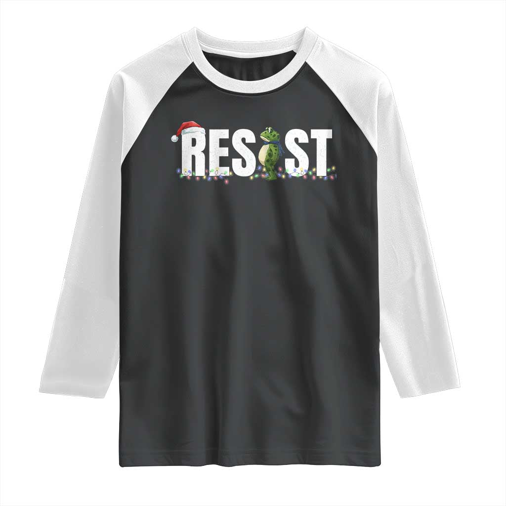 Resist Frog Christmas Raglan Shirt Funny Portland Protest ICE Activist Meme 2025 TS14 Black White Print Your Wear