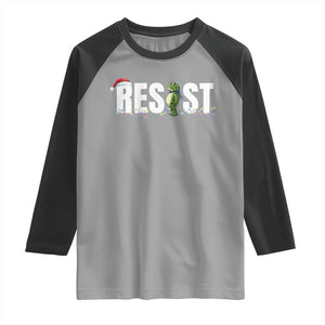 Resist Frog Christmas Raglan Shirt Funny Portland Protest ICE Activist Meme 2025 TS14 Sport Gray Black Print Your Wear