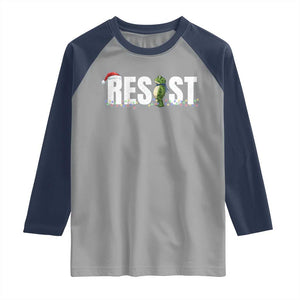 Resist Frog Christmas Raglan Shirt Funny Portland Protest ICE Activist Meme 2025 TS14 Sport Gray Navy Print Your Wear