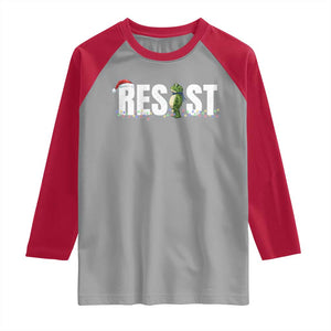 Resist Frog Christmas Raglan Shirt Funny Portland Protest ICE Activist Meme 2025 TS14 Sport Gray Red Print Your Wear