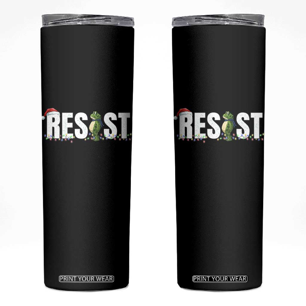 Resist Frog Christmas Skinny Tumbler Funny Portland Protest ICE Activist Meme 2025 - Print Your Wear