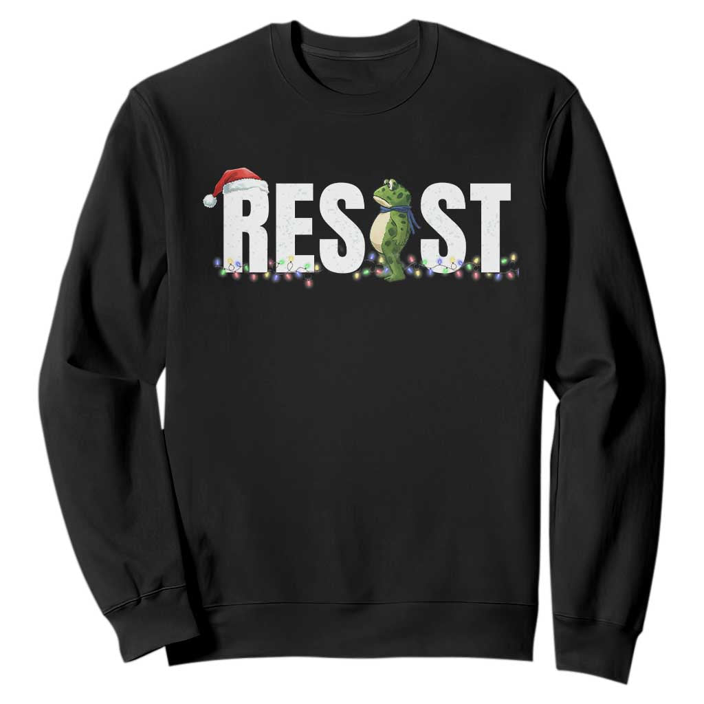 Resist Frog Christmas Sweatshirt Funny Portland Protest ICE Activist Meme 2025 - Print Your Wear