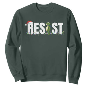 Resist Frog Christmas Sweatshirt Funny Portland Protest ICE Activist Meme 2025 TS14 Dark Forest Green Print Your Wear