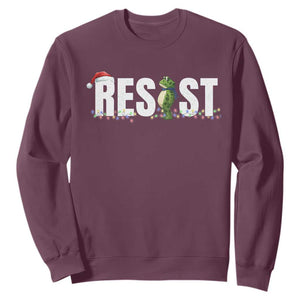 Resist Frog Christmas Sweatshirt Funny Portland Protest ICE Activist Meme 2025 TS14 Maroon Print Your Wear