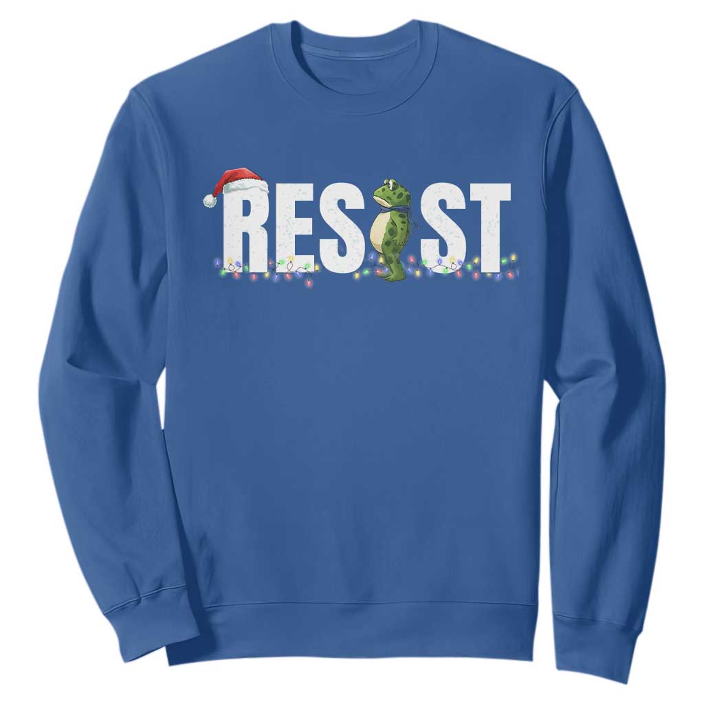 Resist Frog Christmas Sweatshirt Funny Portland Protest ICE Activist Meme 2025 TS14 Royal Blue Print Your Wear