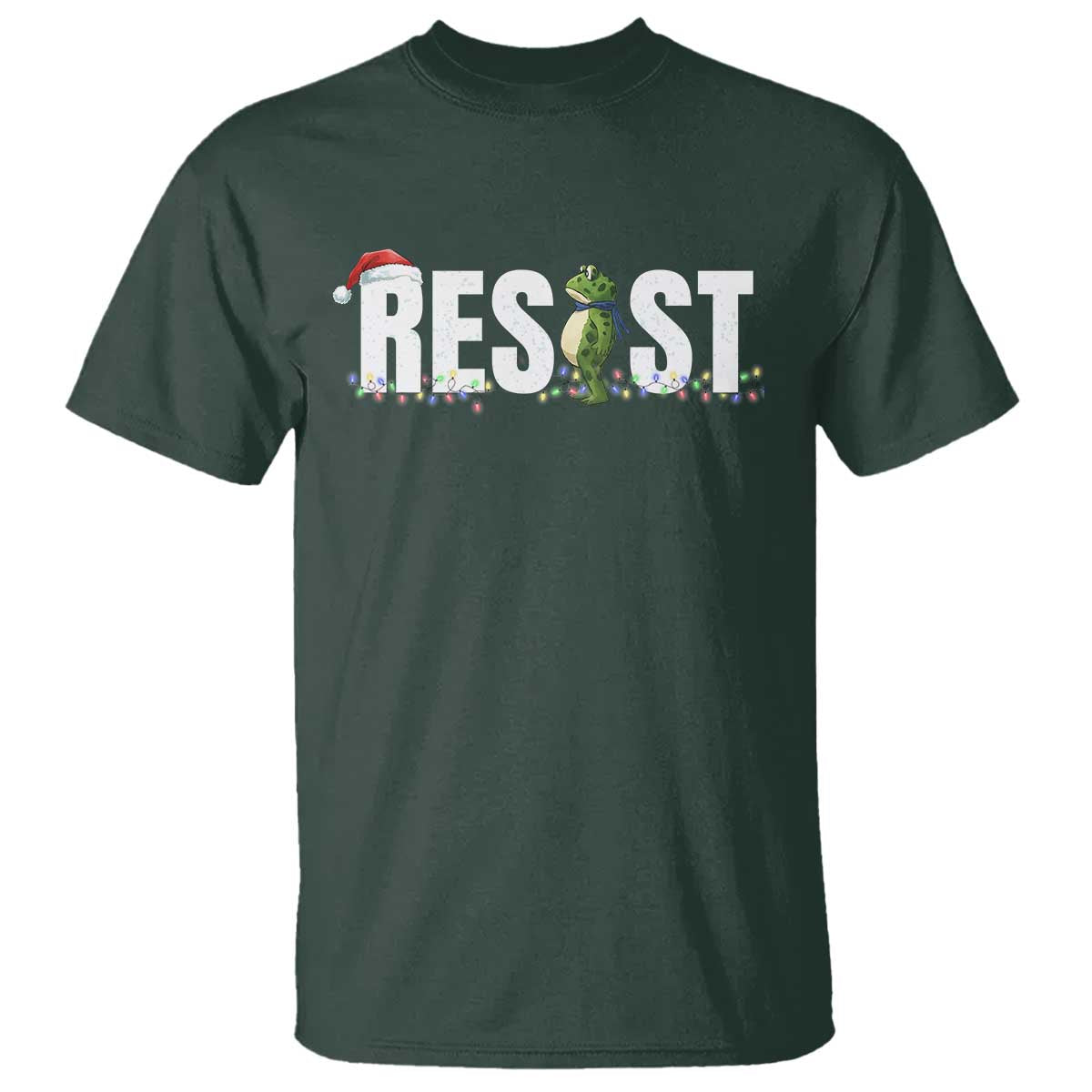Resist Frog Christmas T Shirt Funny Portland Protest ICE Activist Meme 2025 TS14 Dark Forest Green Print Your Wear