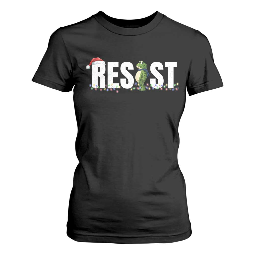 Resist Frog Christmas T Shirt For Women Funny Portland Protest ICE Activist Meme 2025 - Print Your Wear
