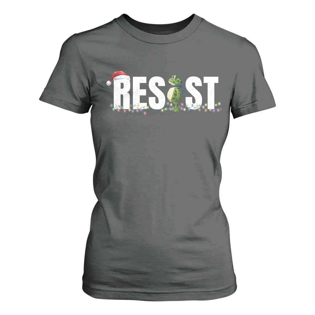 Resist Frog Christmas T Shirt For Women Funny Portland Protest ICE Activist Meme 2025 TS14 Dark Heather Print Your Wear