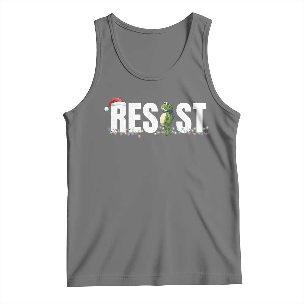 Resist Frog Christmas Tank Top Funny Portland Protest ICE Activist Meme 2025 TS14 Black Heather Print Your Wear