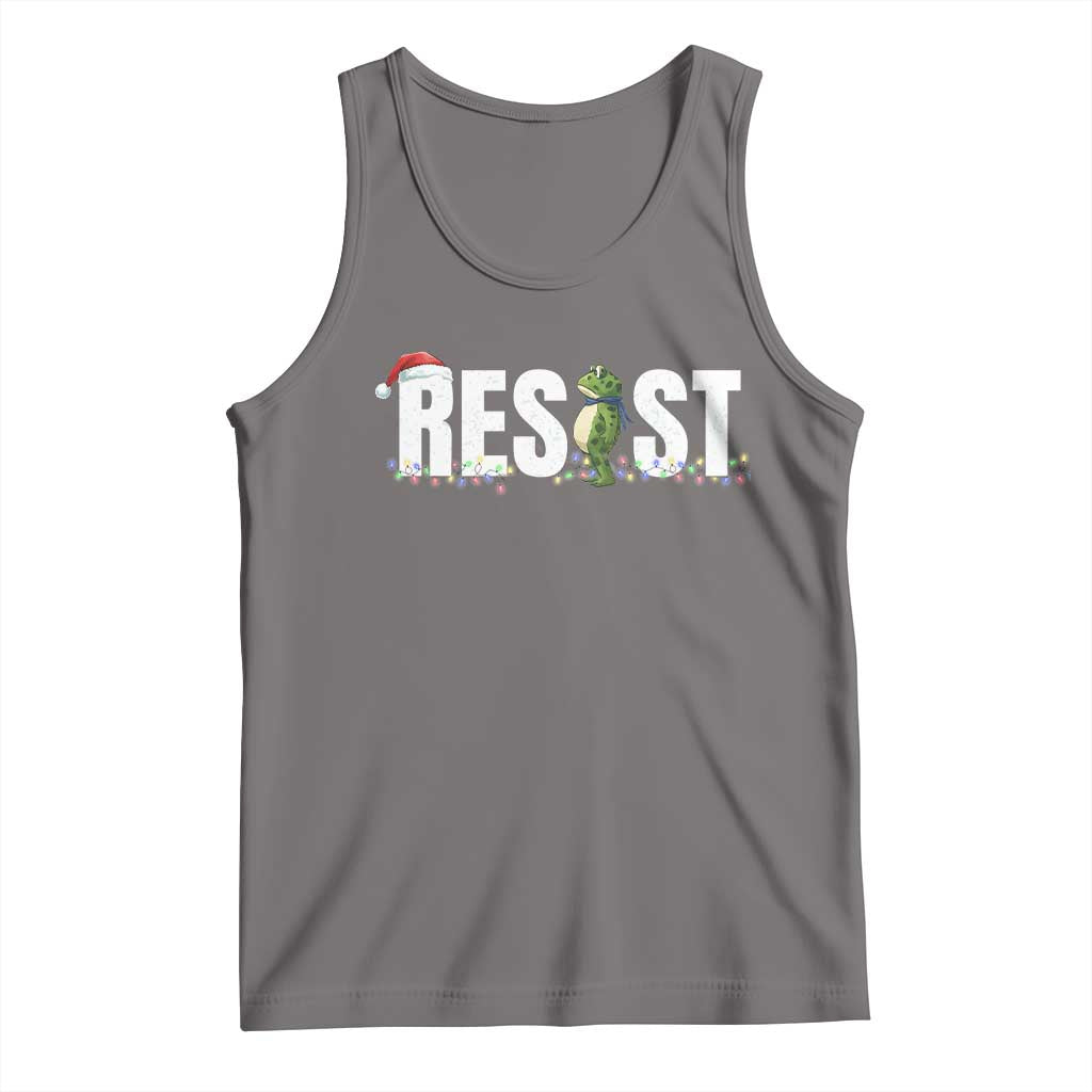 Resist Frog Christmas Tank Top Funny Portland Protest ICE Activist Meme 2025 TS14 Deep Heather Print Your Wear