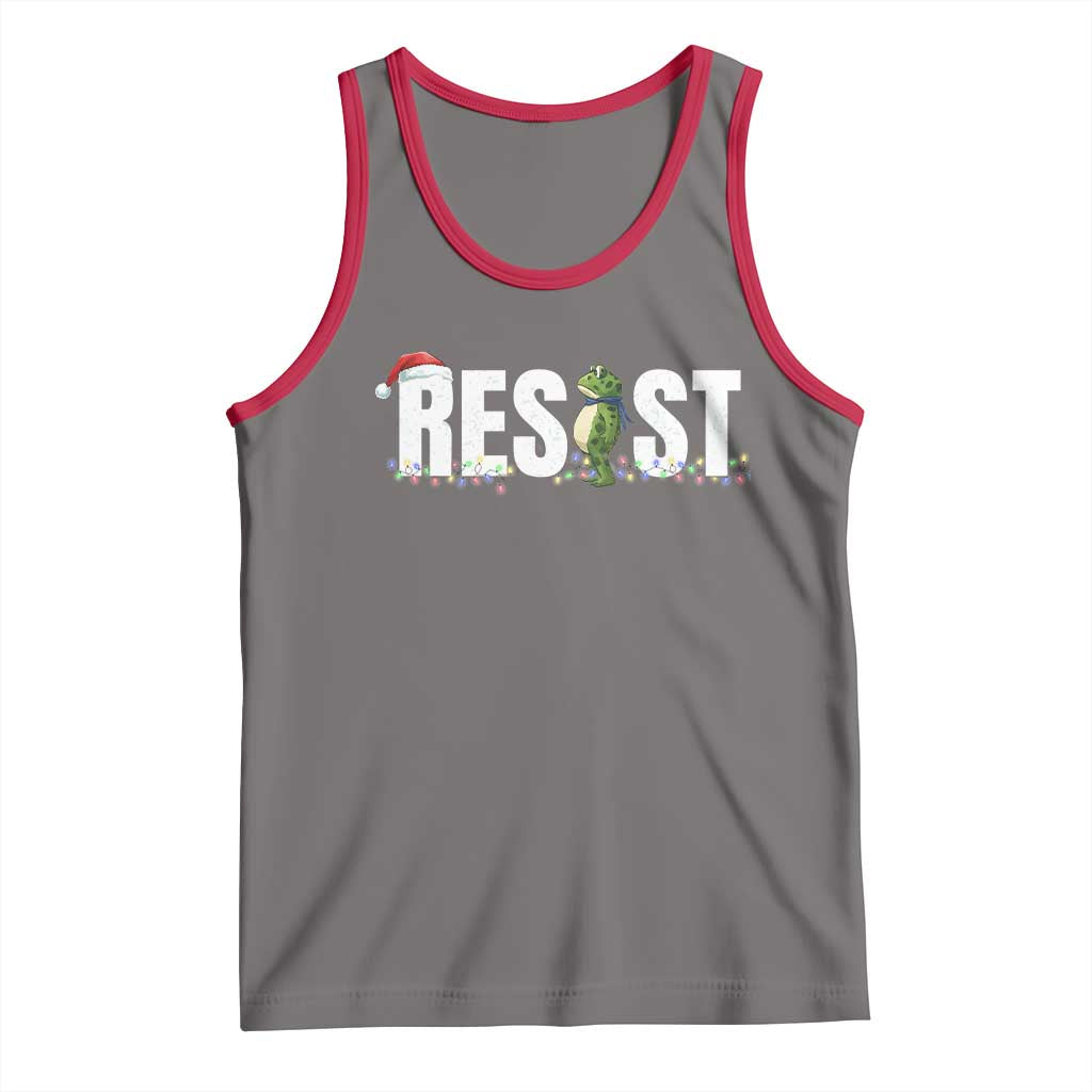 Resist Frog Christmas Tank Top Funny Portland Protest ICE Activist Meme 2025 TS14 Deep Heather Red Print Your Wear