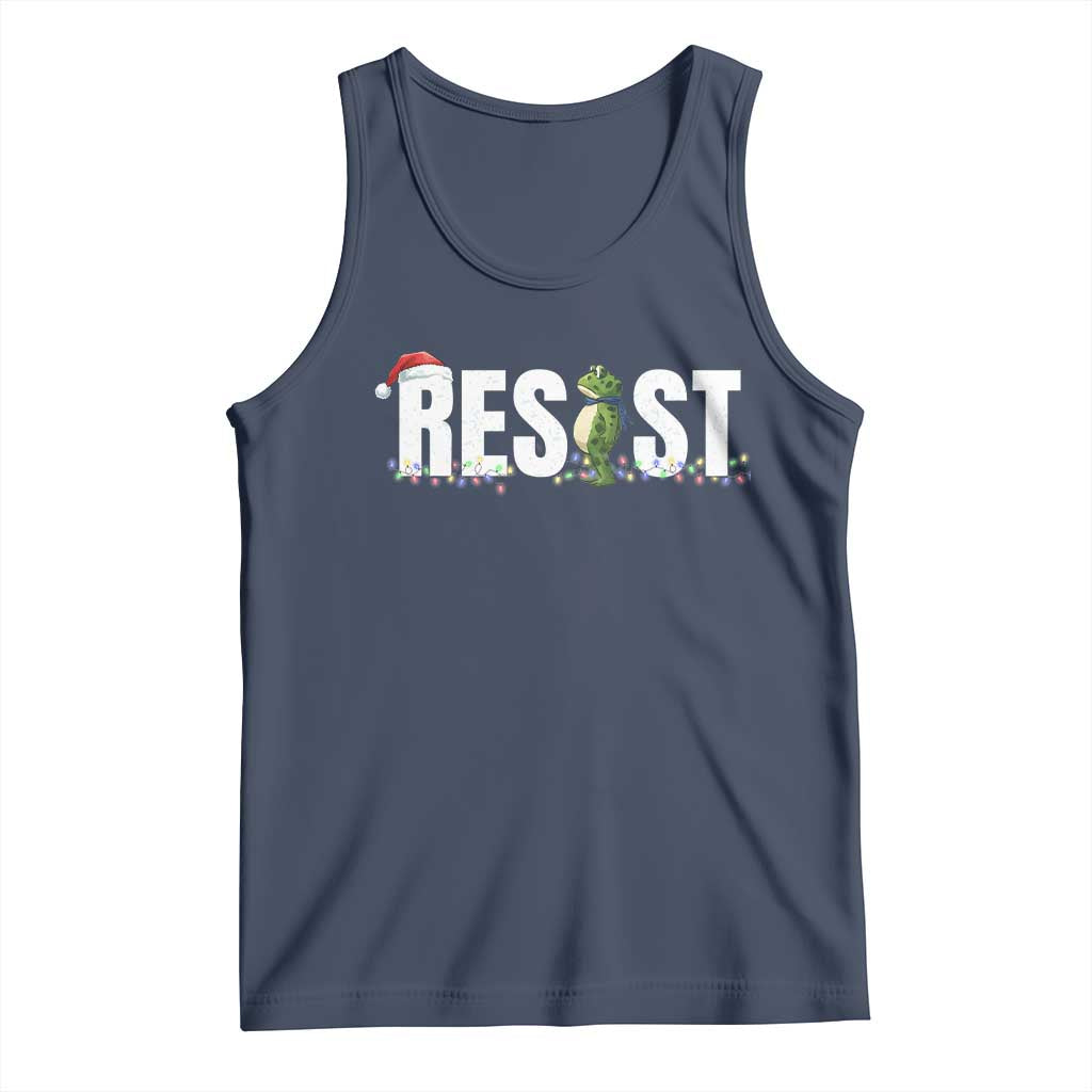 Resist Frog Christmas Tank Top Funny Portland Protest ICE Activist Meme 2025 TS14 Navy Print Your Wear