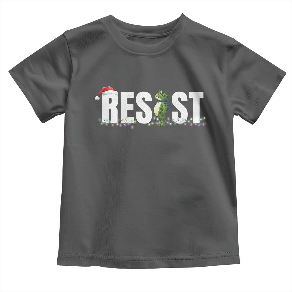 Resist Frog Christmas Toddler T Shirt Funny Portland Protest ICE Activist Meme 2025 TS14 Dark Heather Print Your Wear