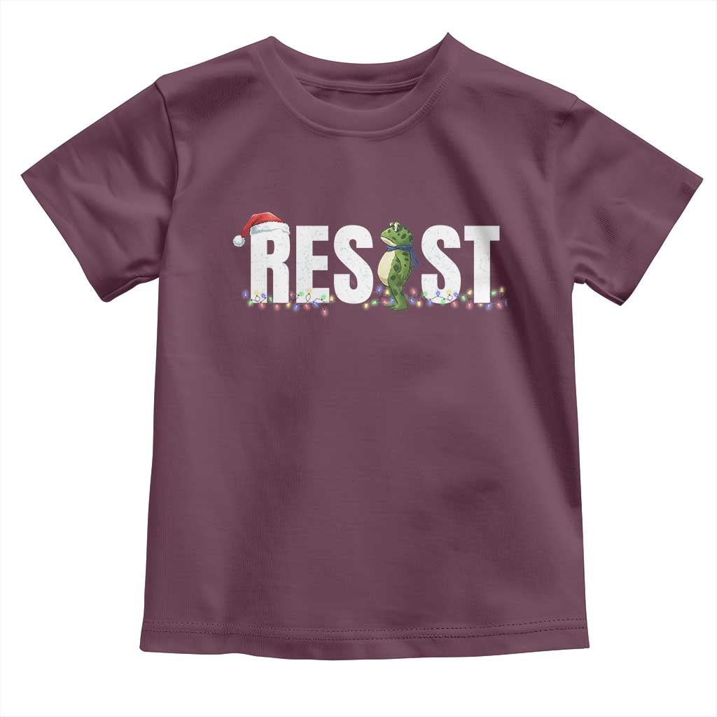 Resist Frog Christmas Toddler T Shirt Funny Portland Protest ICE Activist Meme 2025 TS14 Maroon Print Your Wear