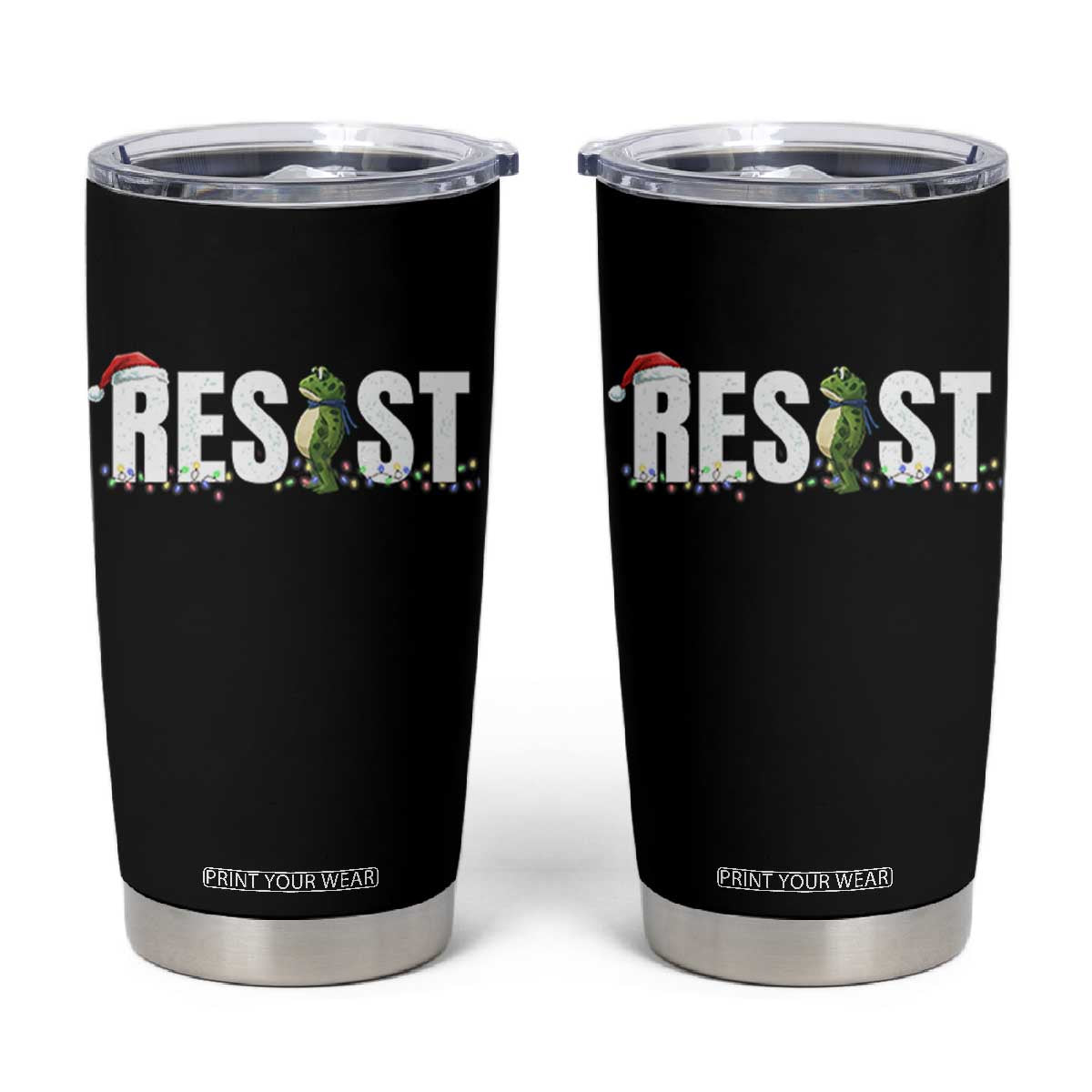 Resist Frog Christmas Tumbler Cup Funny Portland Protest ICE Activist Meme 2025 TS14 Black Print Your Wear
