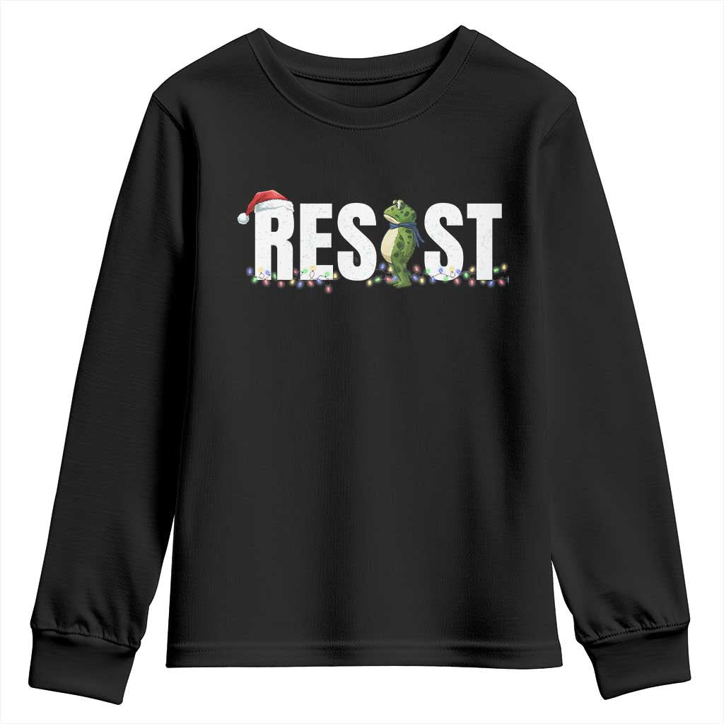 Resist Frog Christmas Youth Sweatshirt Funny Portland Protest ICE Activist Meme 2025 TS14 Black Print Your Wear
