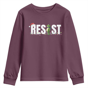 Resist Frog Christmas Youth Sweatshirt Funny Portland Protest ICE Activist Meme 2025 TS14 Maroon Print Your Wear