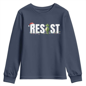 Resist Frog Christmas Youth Sweatshirt Funny Portland Protest ICE Activist Meme 2025 TS14 Navy Print Your Wear