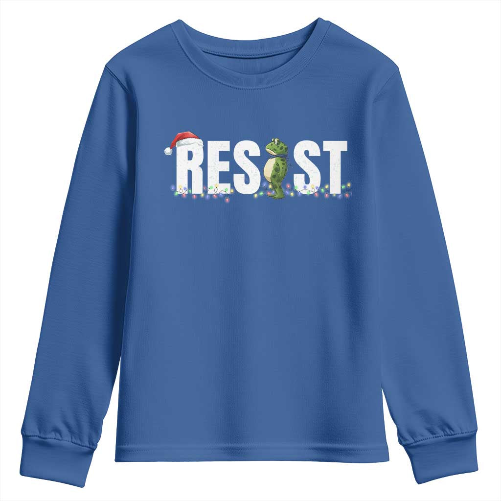 Resist Frog Christmas Youth Sweatshirt Funny Portland Protest ICE Activist Meme 2025 TS14 Royal Blue Print Your Wear