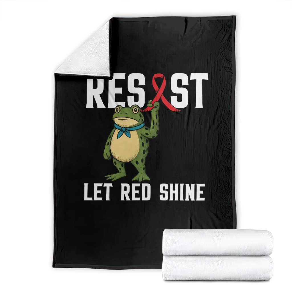Resist Frog AIDS Awareness Throw Blanket Funny Portland Activist Meme HIV Support Red Ribbon TS14 Black Print Your Wear