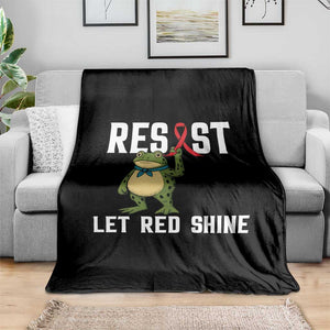 Resist Frog AIDS Awareness Throw Blanket Funny Portland Activist Meme HIV Support Red Ribbon - Print Your Wear