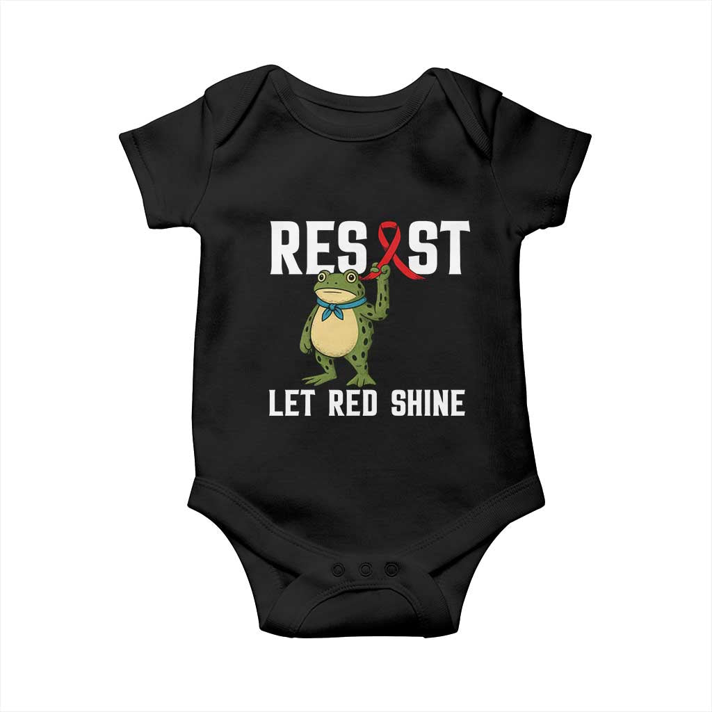 Resist Frog AIDS Awareness Baby Onesie Funny Portland Activist Meme HIV Support Red Ribbon TS14 Black Print Your Wear