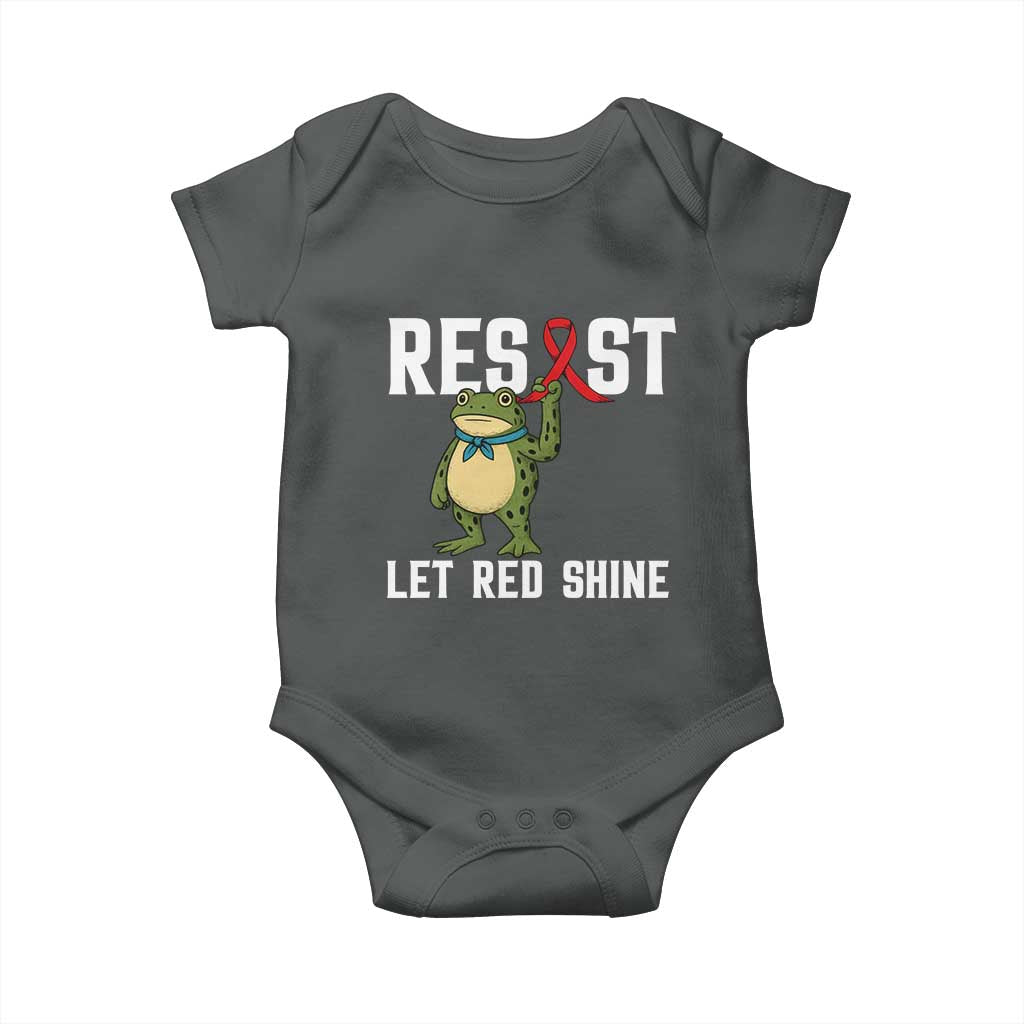 Resist Frog AIDS Awareness Baby Onesie Funny Portland Activist Meme HIV Support Red Ribbon TS14 Dark Heather Print Your Wear