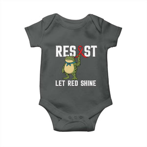 Resist Frog AIDS Awareness Baby Onesie Funny Portland Activist Meme HIV Support Red Ribbon TS14 Dark Heather Print Your Wear