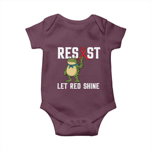 Resist Frog AIDS Awareness Baby Onesie Funny Portland Activist Meme HIV Support Red Ribbon TS14 Maroon Print Your Wear
