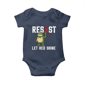 Resist Frog AIDS Awareness Baby Onesie Funny Portland Activist Meme HIV Support Red Ribbon TS14 Navy Print Your Wear