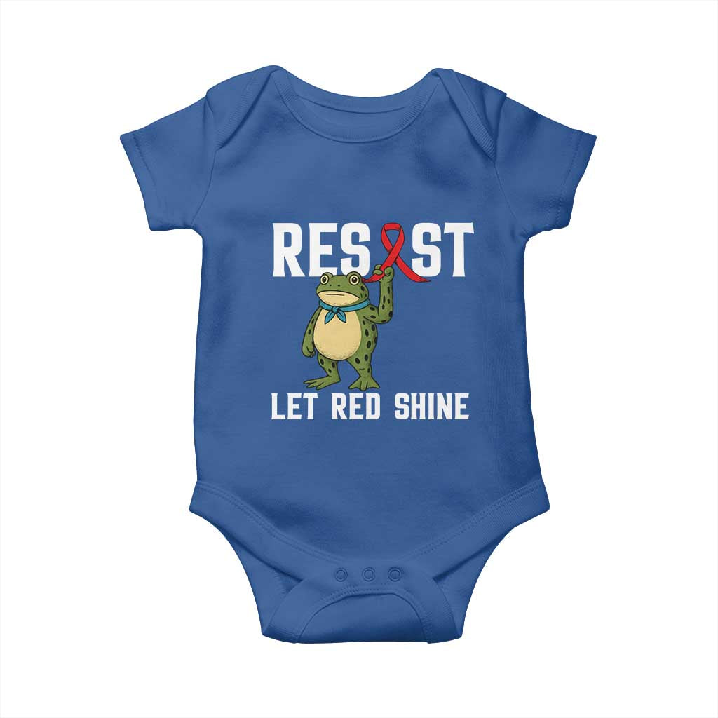 Resist Frog AIDS Awareness Baby Onesie Funny Portland Activist Meme HIV Support Red Ribbon TS14 Royal Blue Print Your Wear
