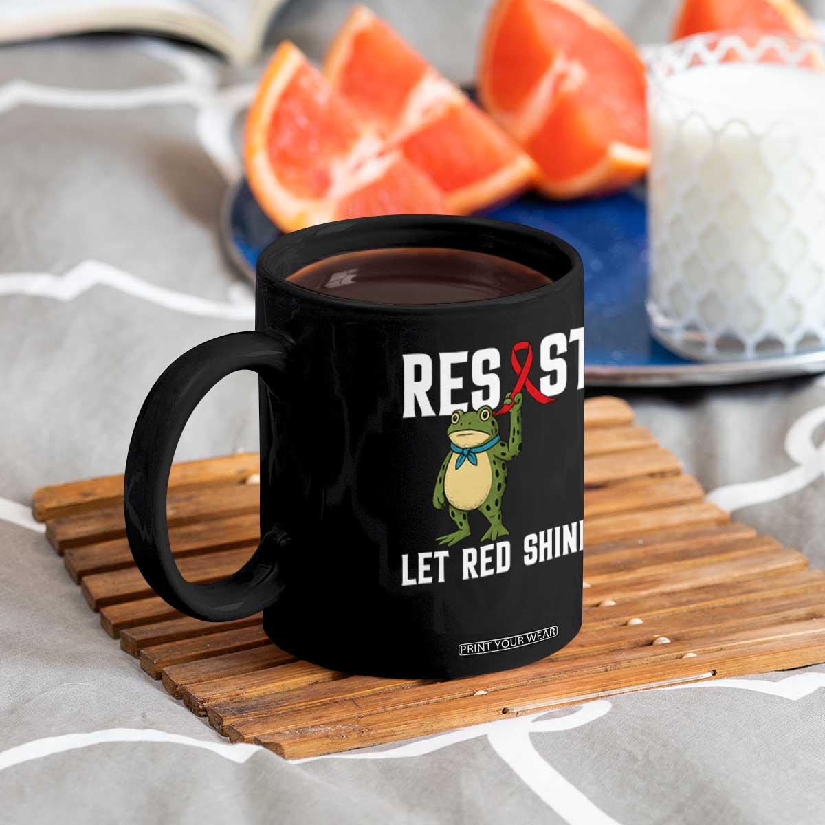 Resist Frog AIDS Awareness Coffee Mug Funny Portland Activist Meme HIV Support Red Ribbon TS14 Print Your Wear