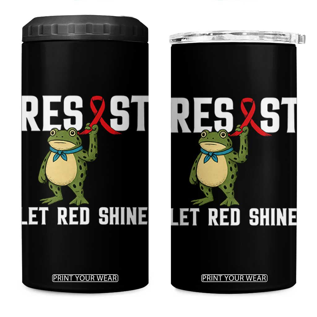 Resist Frog AIDS Awareness 4 in 1 Can Cooler Tumbler Funny Portland Activist Meme HIV Support Red Ribbon - Print Your Wear