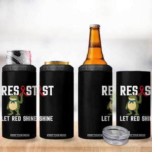 Resist Frog AIDS Awareness 4 in 1 Can Cooler Tumbler Funny Portland Activist Meme HIV Support Red Ribbon TS14 Print Your Wear