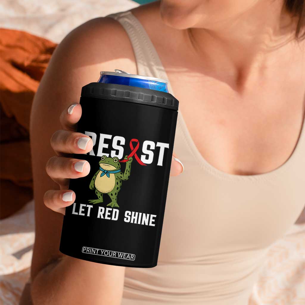 Resist Frog AIDS Awareness 4 in 1 Can Cooler Tumbler Funny Portland Activist Meme HIV Support Red Ribbon TS14 Print Your Wear