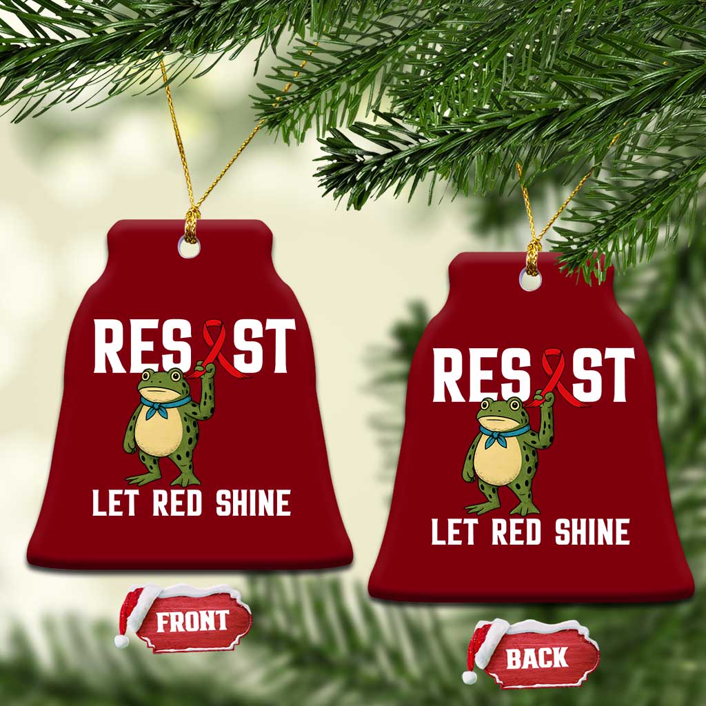 Resist Frog AIDS Awareness Ceramic Ornament Funny Portland Activist Meme HIV Support Red Ribbon - Print Your Wear