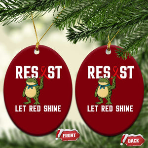 Resist Frog AIDS Awareness Ceramic Ornament Funny Portland Activist Meme HIV Support Red Ribbon - Print Your Wear