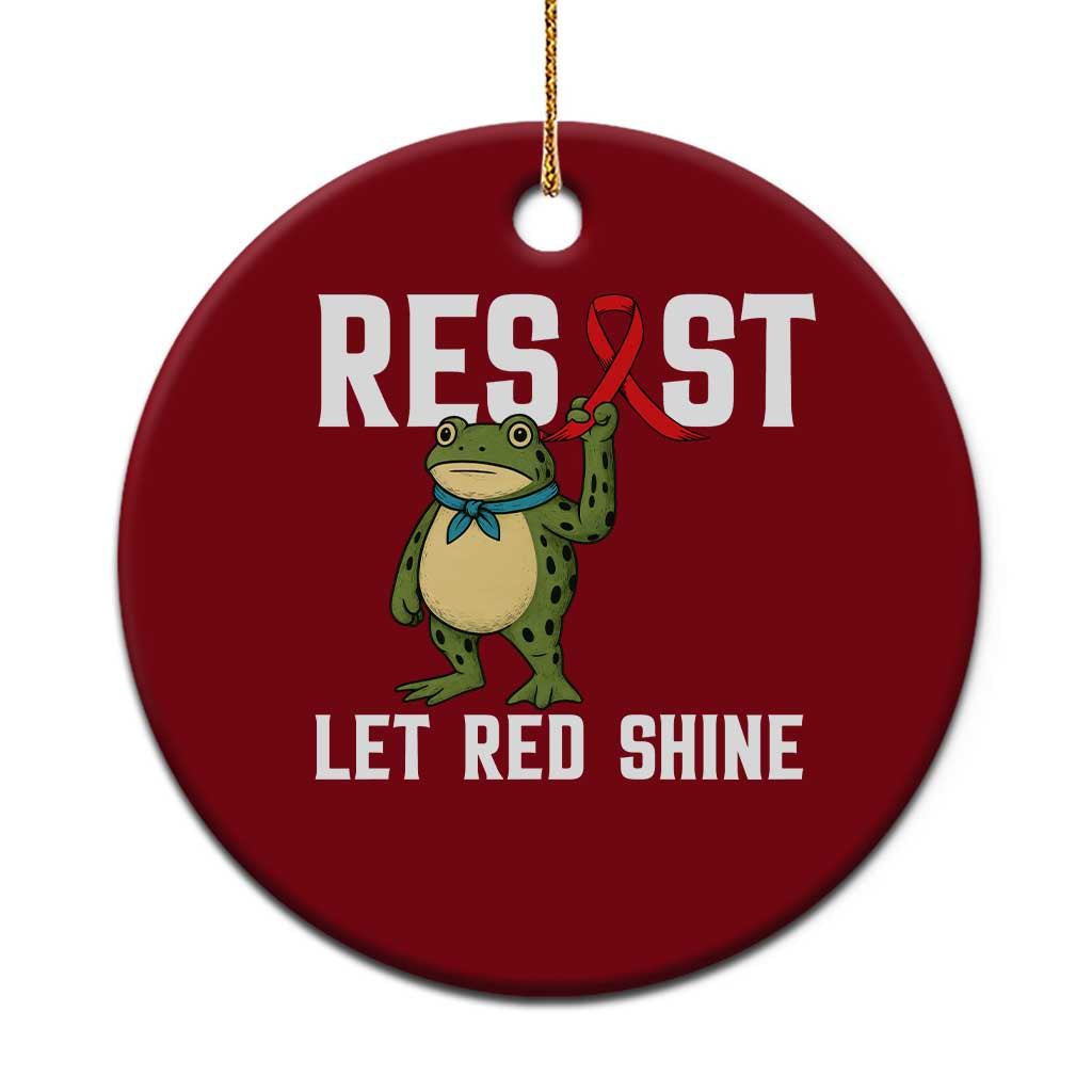 Resist Frog AIDS Awareness Ceramic Ornament Funny Portland Activist Meme HIV Support Red Ribbon - Print Your Wear