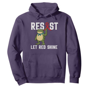 Resist Frog AIDS Awareness Hoodie Funny Portland Activist Meme HIV Support Red Ribbon TS14 Purple Print Your Wear
