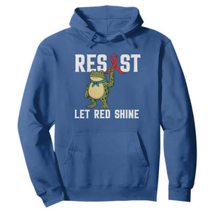 Resist Frog AIDS Awareness Hoodie Funny Portland Activist Meme HIV Support Red Ribbon TS14 Royal Blue Print Your Wear