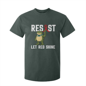 Resist Frog AIDS Awareness T Shirt For Kid Funny Portland Activist Meme HIV Support Red Ribbon TS14 Dark Forest Green Print Your Wear
