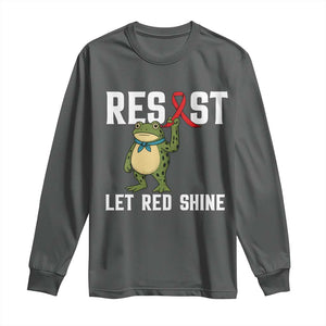 Resist Frog AIDS Awareness Long Sleeve Shirt Funny Portland Activist Meme HIV Support Red Ribbon TS14 Dark Heather Print Your Wear