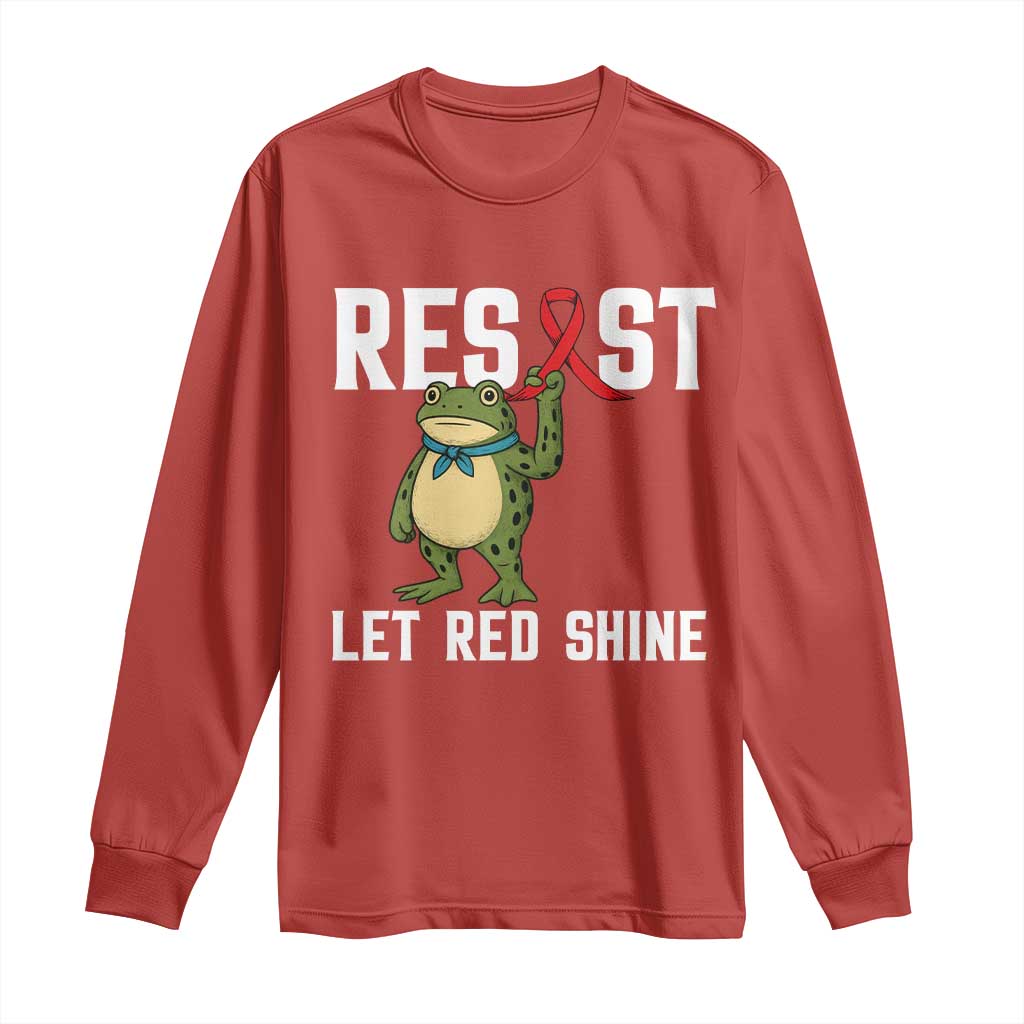 Resist Frog AIDS Awareness Long Sleeve Shirt Funny Portland Activist Meme HIV Support Red Ribbon TS14 Red Print Your Wear