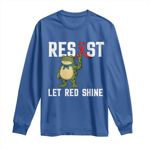 Resist Frog AIDS Awareness Long Sleeve Shirt Funny Portland Activist Meme HIV Support Red Ribbon TS14 Royal Blue Print Your Wear